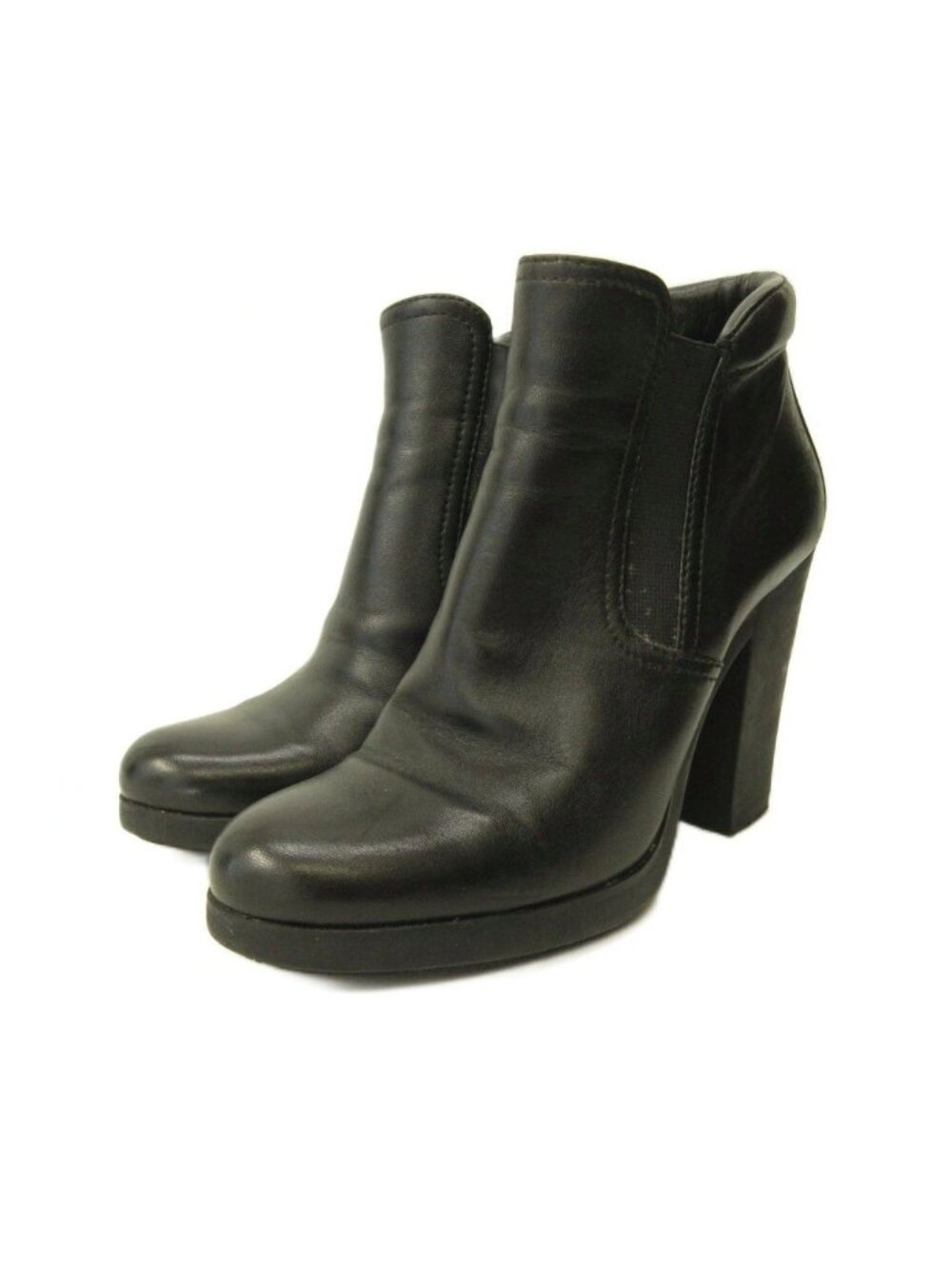 Prada Sport Side Gore Booties Shoes High Heels Leather Black 37
